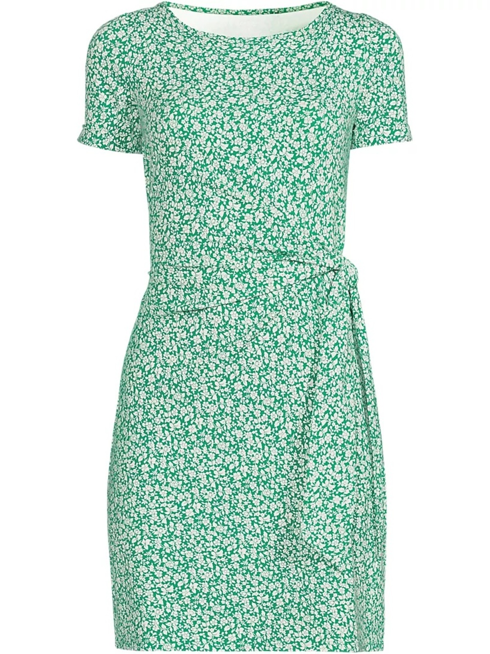 Lands' End Short Sleeve Cotton Modal Wrap Above the Knee Dress